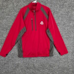 Ohio State Buckeyes‎ Antigua Red Gray Jacket Mens Large 1/2 Zip Pullover